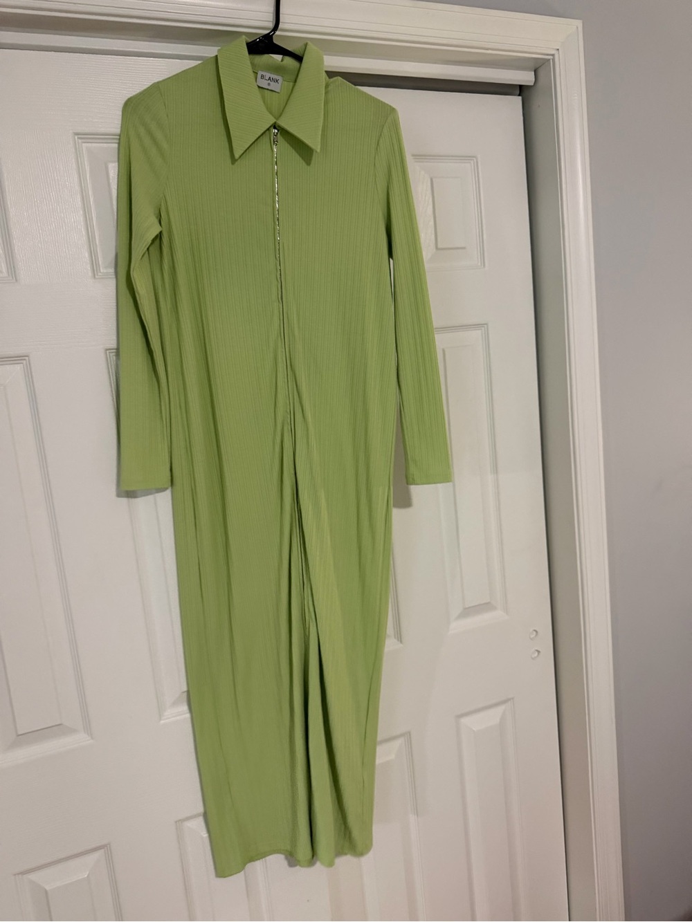 Blank NYC Lime Green Zip-Front Long Sleeve Dress